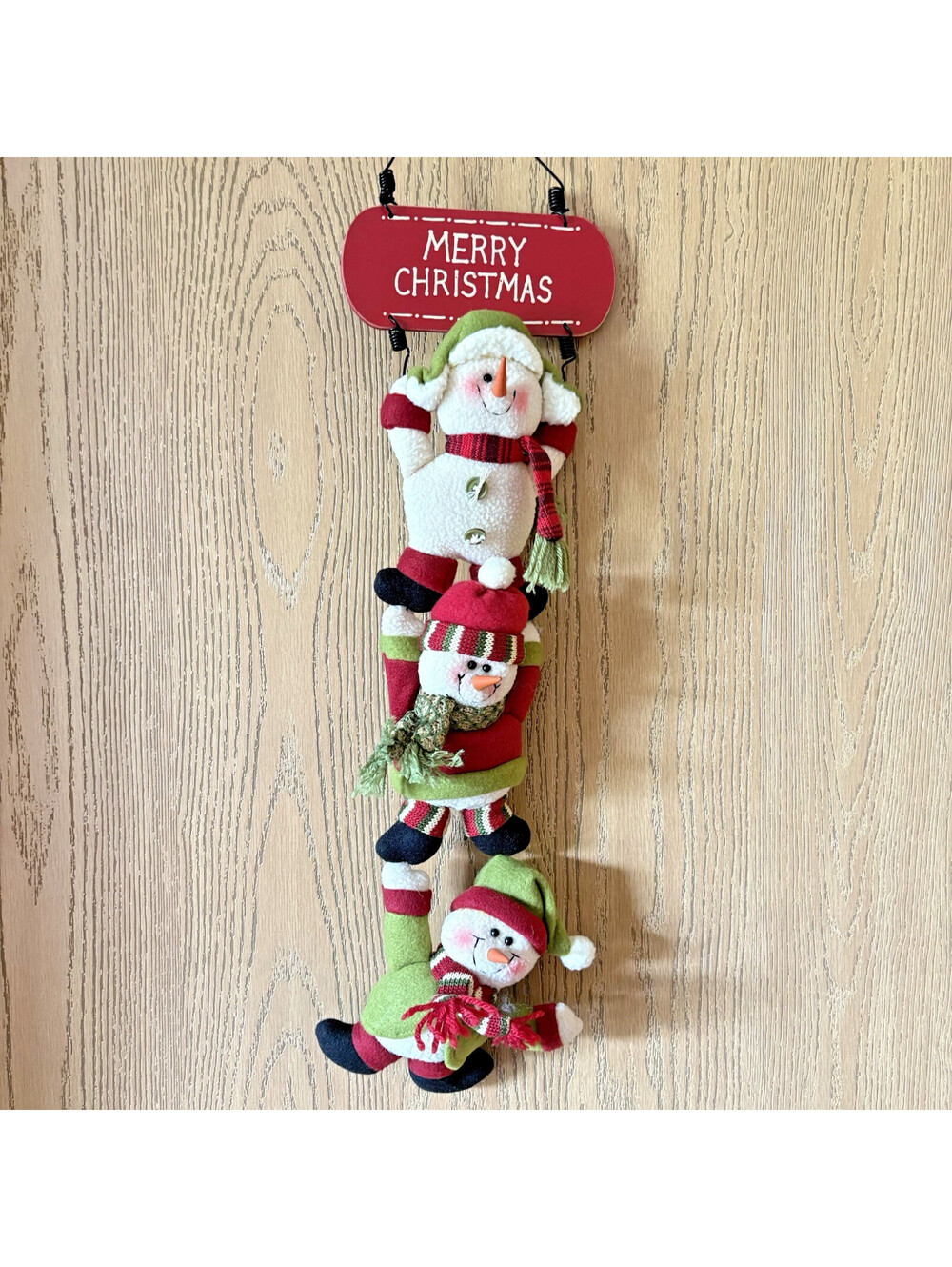 Plush Hanging Door Hanger Three Snowmen Merry Christmas 24"x6” Decorations